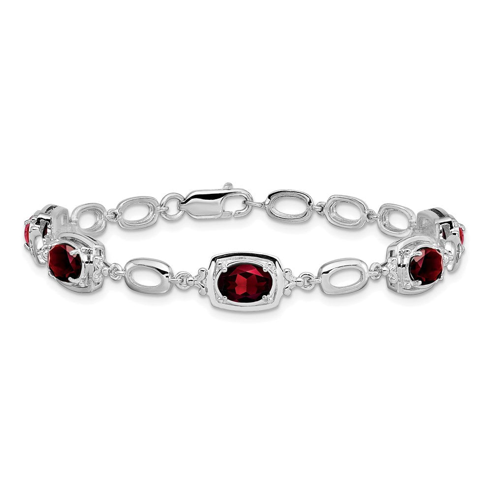 Sterlingsilber Rhodiniert Granat Glieder Armband