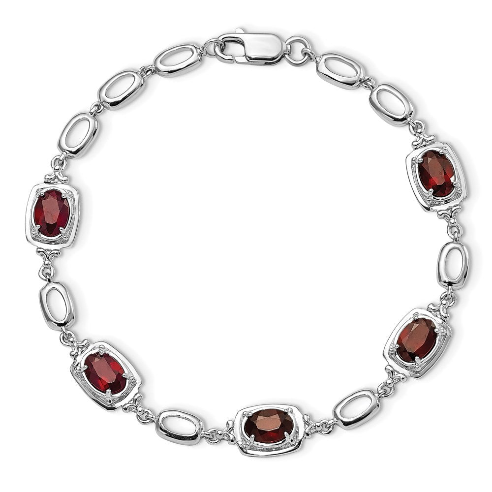 Sterlingsilber Rhodiniert Granat Glieder Armband