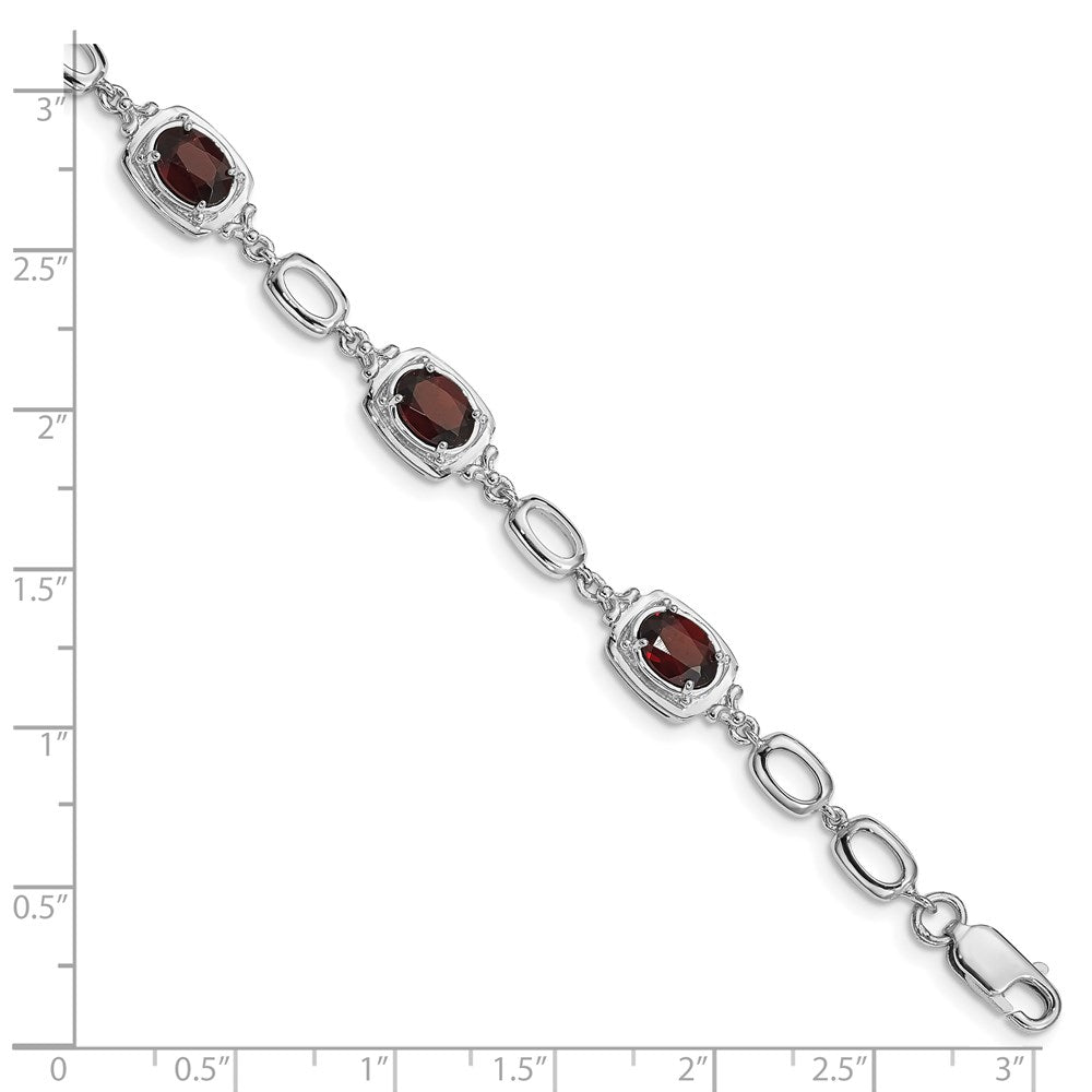 Sterlingsilber Rhodiniert Granat Glieder Armband