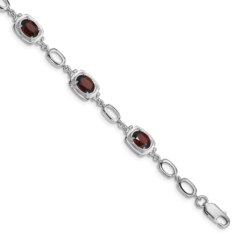 Sterlingsilber Rhodiniert Granat Glieder Armband