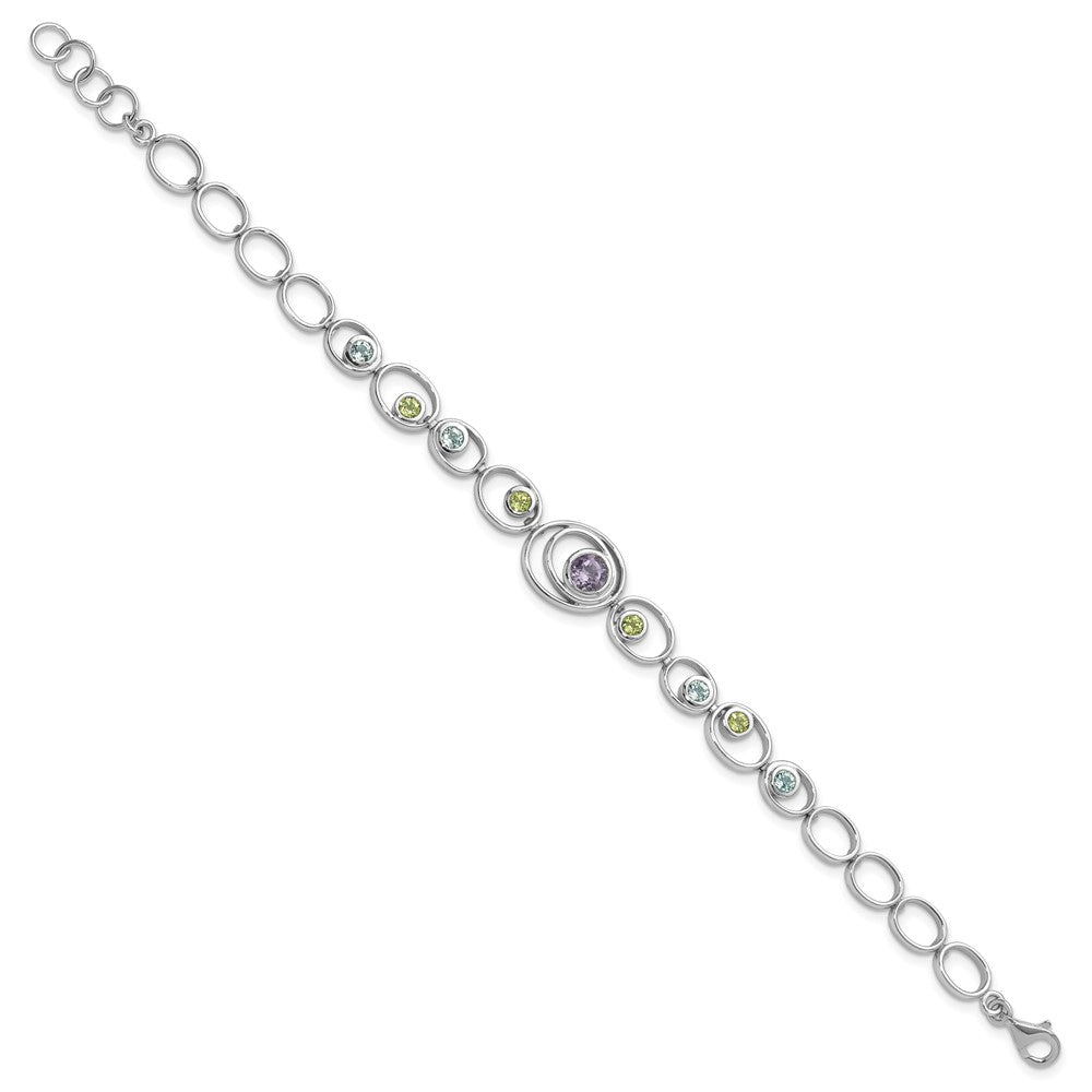 Sterlingsilber Rhodiniert mit Peridot, Blautopas &amethyst Armband