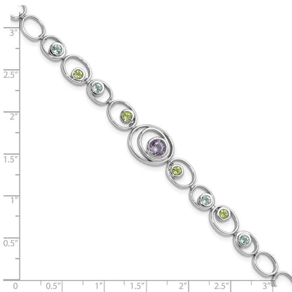 Sterlingsilber Rhodiniert mit Peridot, Blautopas &amethyst Armband