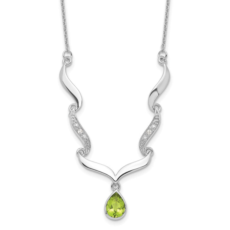 Sterlingsilber Rhodiniert Peridot und Weiß Topas mit 2 Zoll. Verlängerung Halskette