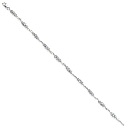 Sterlingsilber Stering Rhodiniert Poliert Tansanit 7.5 Zoll Armband