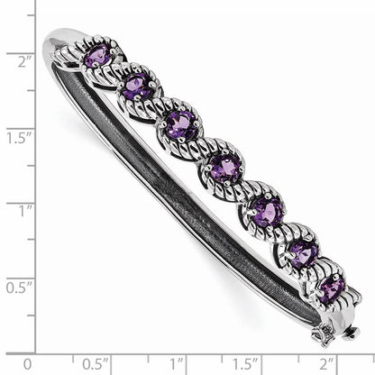 Sterlingsilber Rhodiniert Amethyst Klappbar Armreif