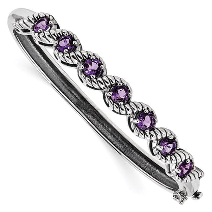 Sterlingsilber Rhodiniert Amethyst Klappbar Armreif