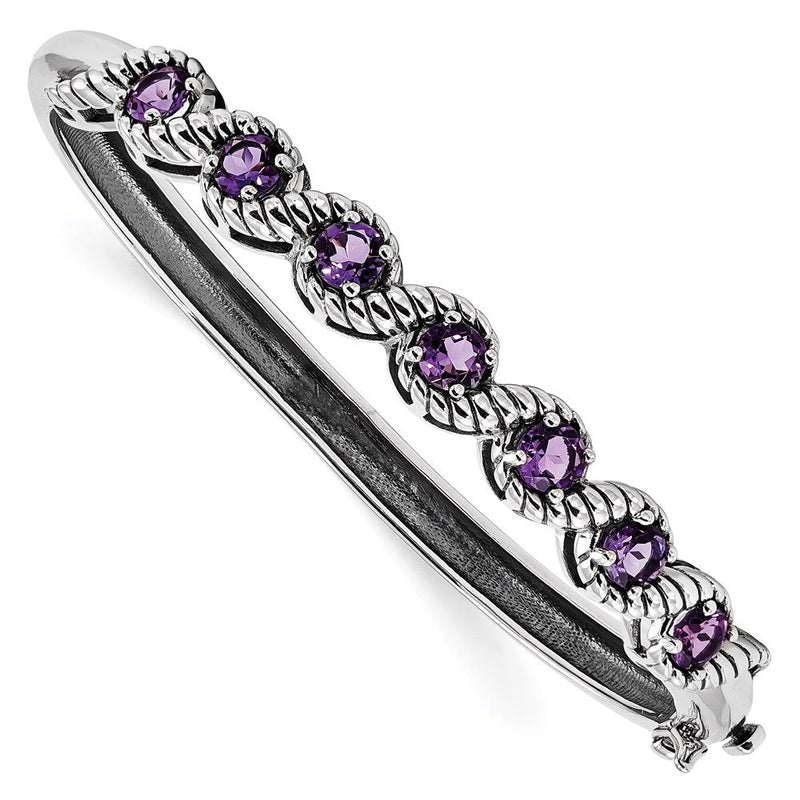 Sterlingsilber Rhodiniert Amethyst Klappbar Armreif