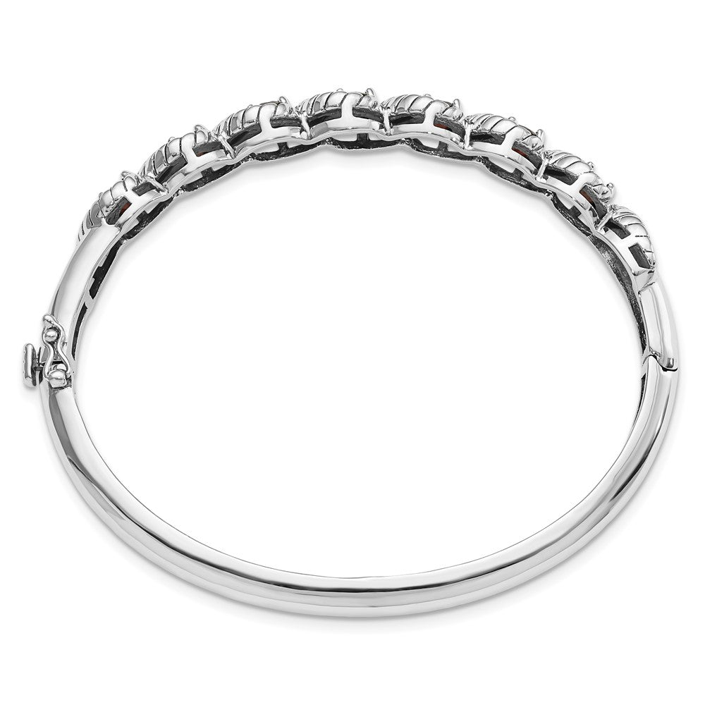 Sterlingsilber Rhodiniert Granat Klappbar Armreif
