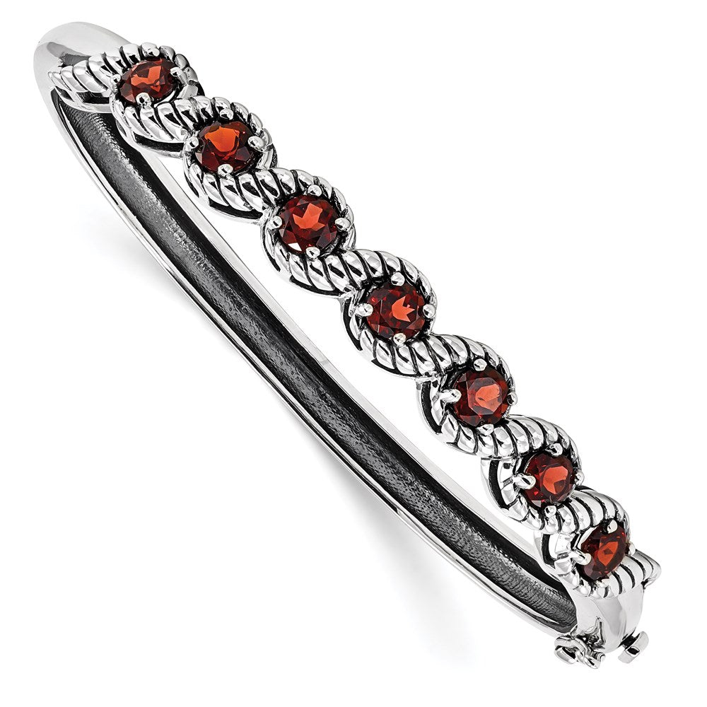 Sterlingsilber Rhodiniert Granat Klappbar Armreif