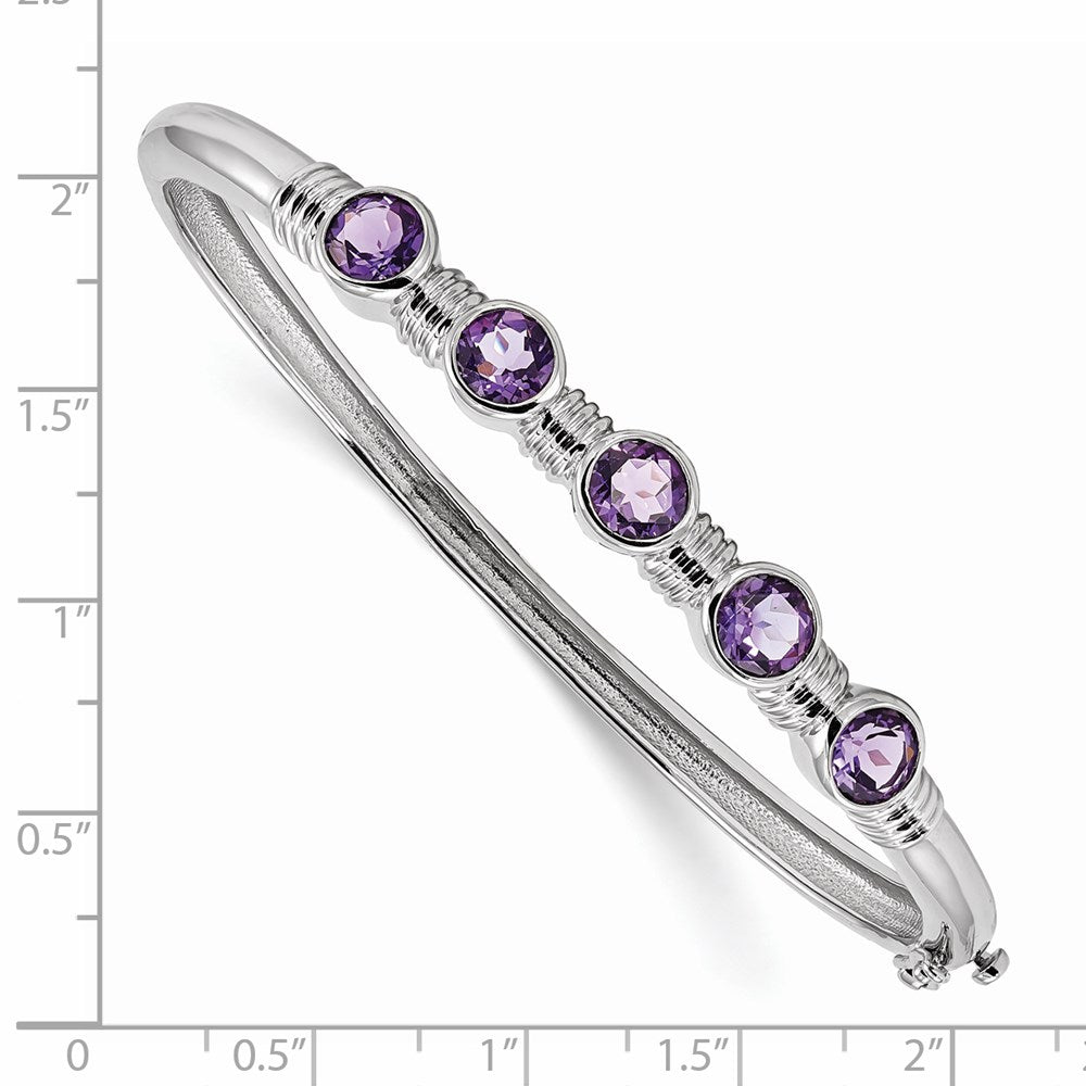 Sterlingsilber Rhodiniert Amethyst Klappbar Armreif
