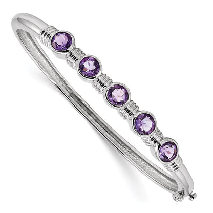 Sterlingsilber Rhodiniert Amethyst Klappbar Armreif
