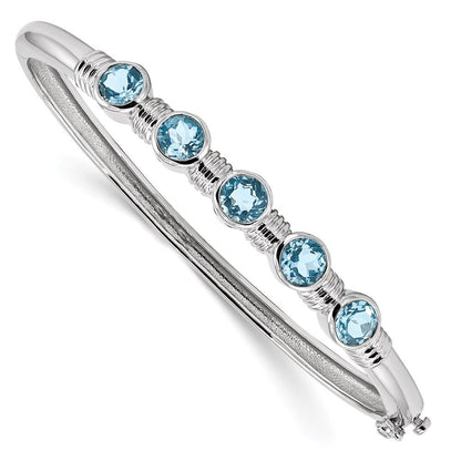 Sterlingsilber Rhodiniert Licht Schweizer Blautopas Klappbar Armreif