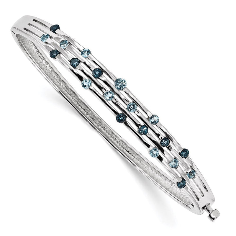 Sterlingsilber Rhodiniert Licht Schweizer/london Blautopas Klappbar Armreif