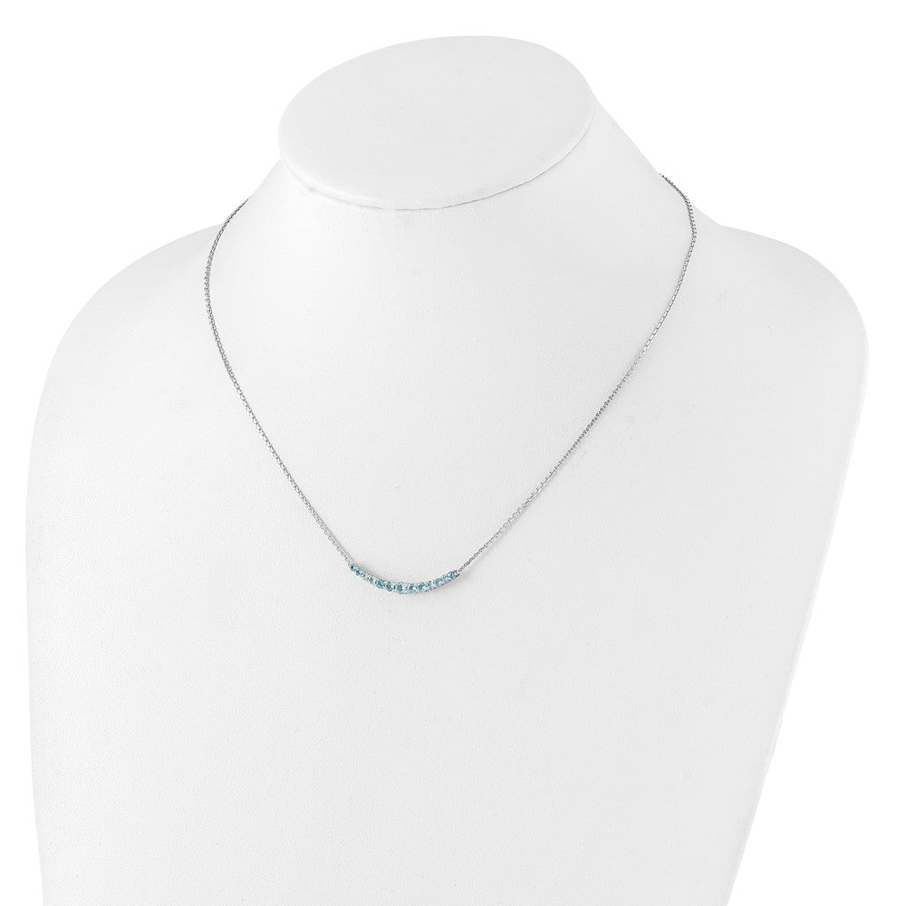 Sterlingsilber Rhodiniert Blautopas Anhänger mit Halskette