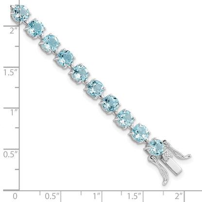 7 Zoll Sterlingsilber Rhodiniert Poliert 5mm Blautopas Armband