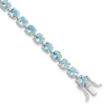 7 Zoll Sterlingsilber Rhodiniert Poliert 5mm Blautopas Armband