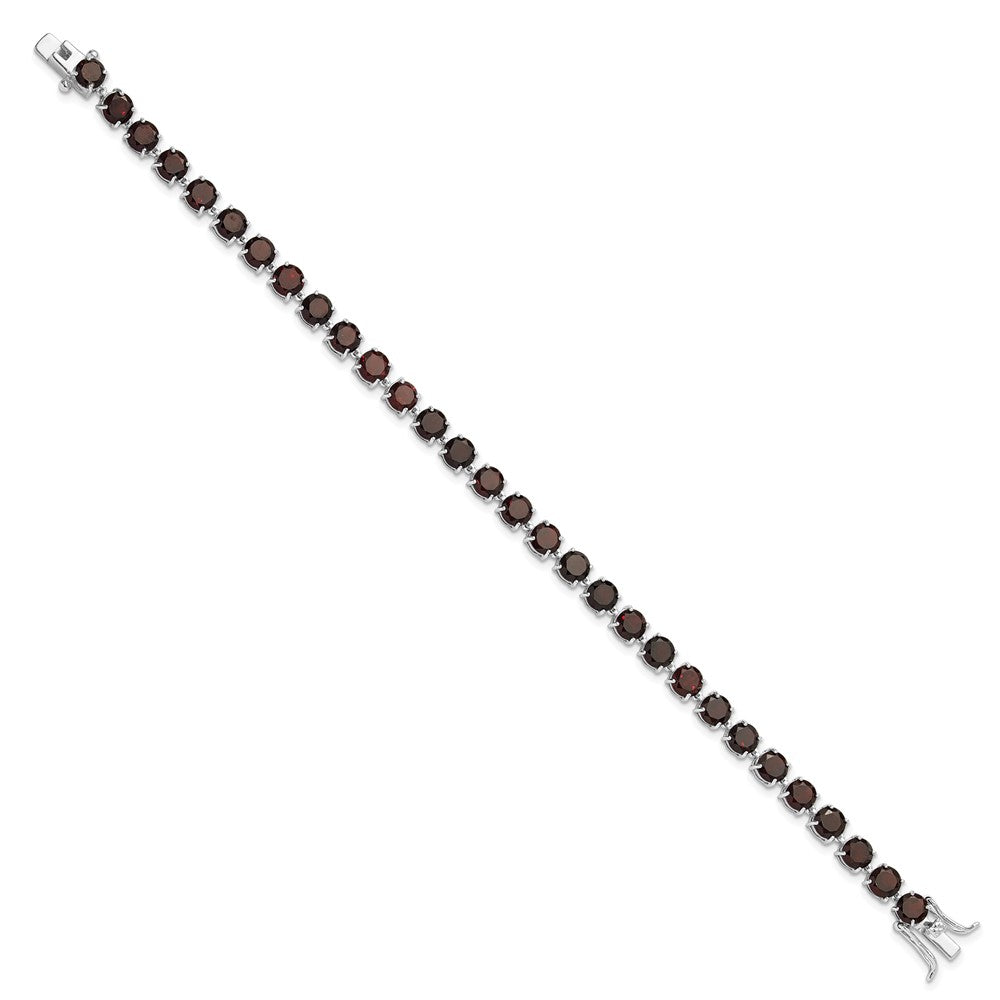Sterlingsilber Rhodiniert 5mm 17.4ga Granat 8 Zoll Armband