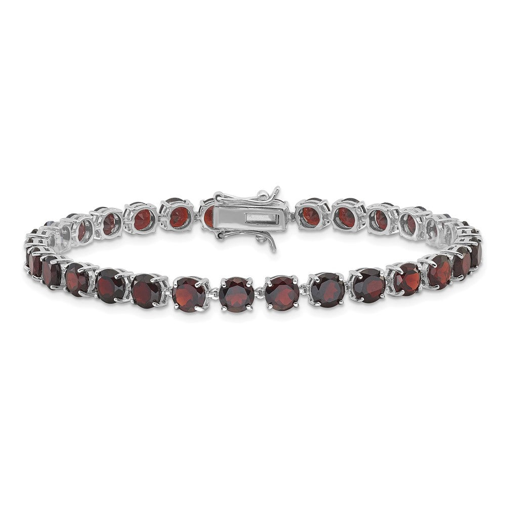 Sterlingsilber Rhodiniert 5mm 17.4ga Granat 8 Zoll Armband