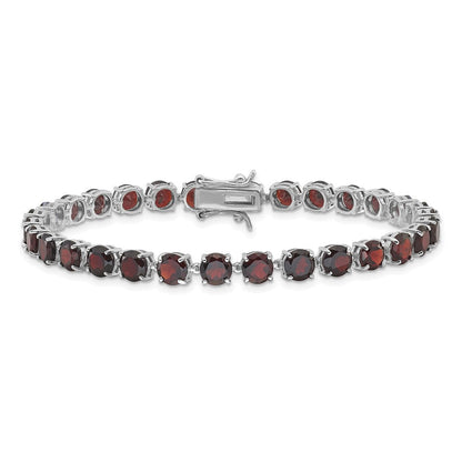 Sterlingsilber Rhodiniert 5mm 17.4ga Granat 8 Zoll Armband