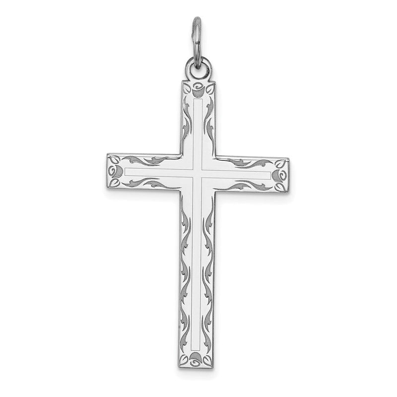 Sterlingsilber Rhodiniert Lasergraviert Kreuz Anhänger