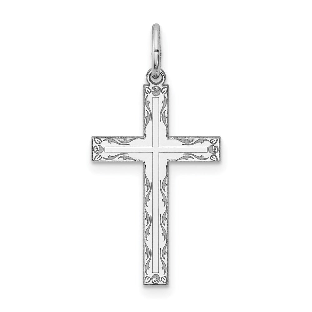 Sterlingsilber Rhodiniert Lasergraviert Kreuz Anhänger