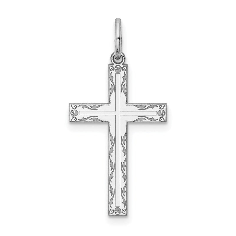 Sterlingsilber Rhodiniert Lasergraviert Kreuz Anhänger