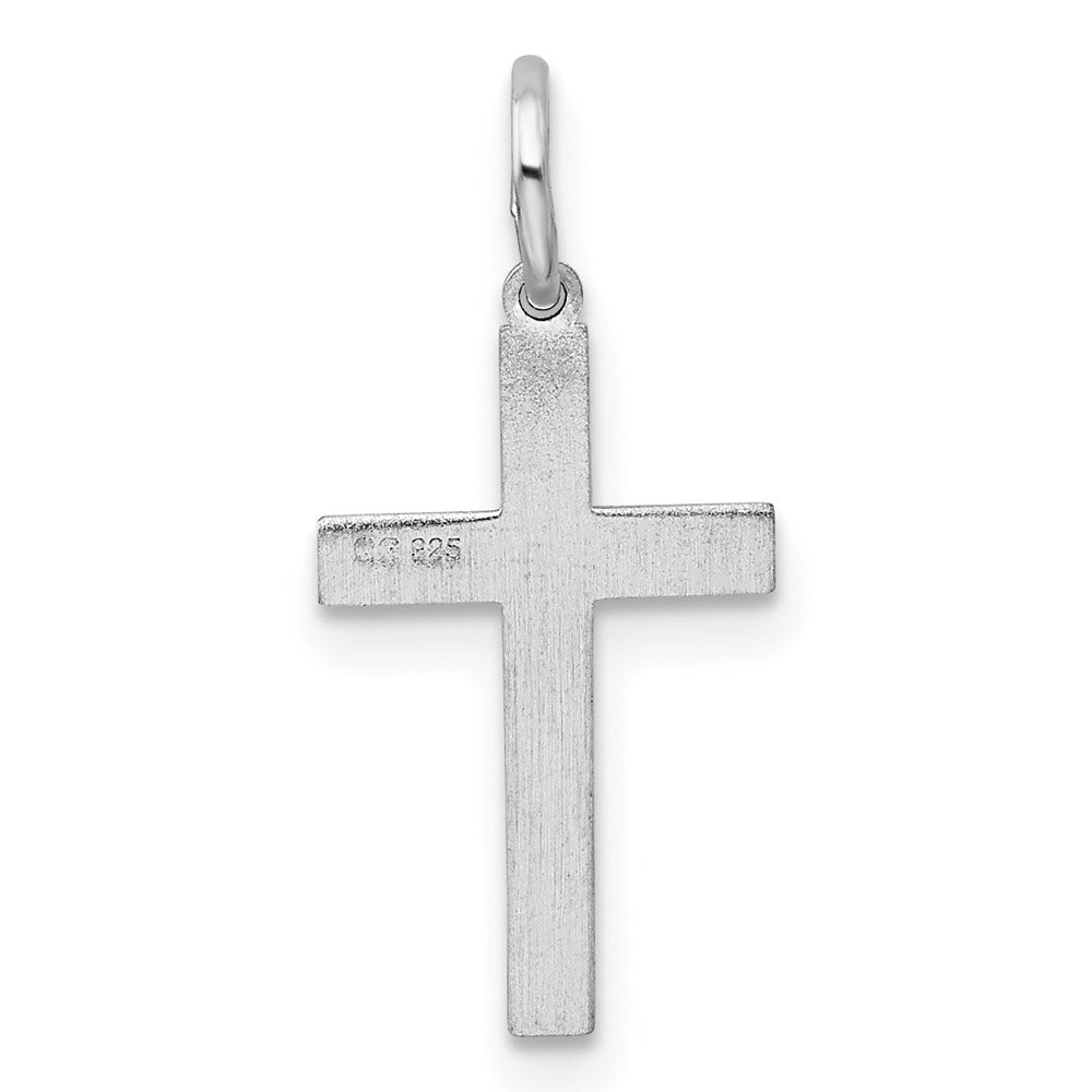 Sterlingsilber Rhodiniert Lasergraviert Kreuz Charm