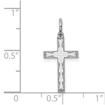 Sterlingsilber Rhodiniert Lasergraviert Kreuz Charm