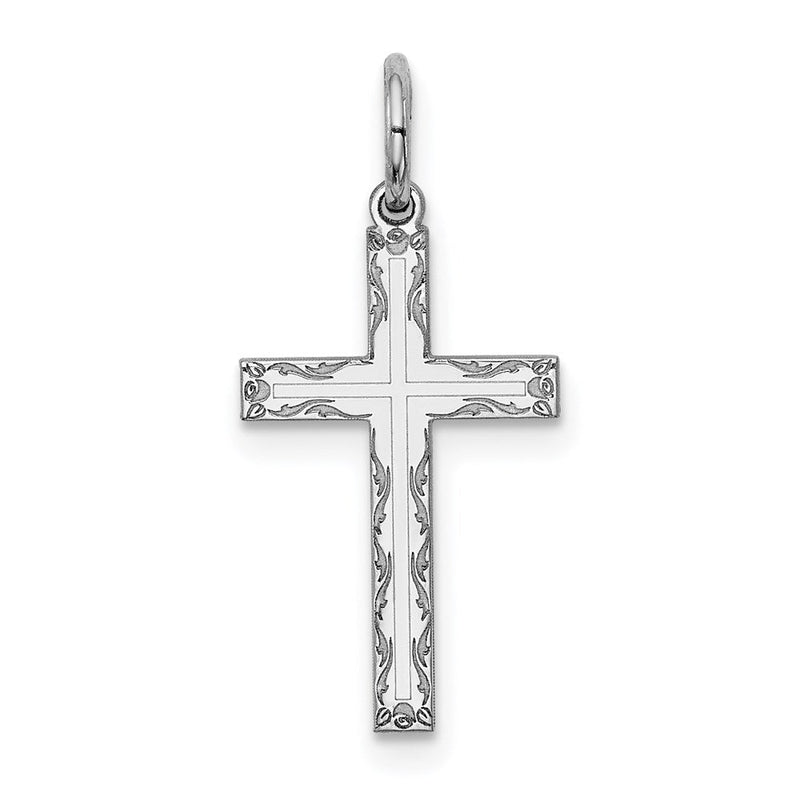 Sterlingsilber Rhodiniert Lasergraviert Kreuz Charm