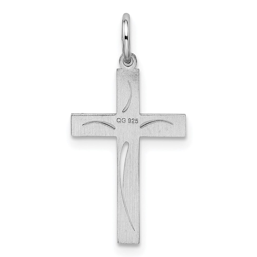 Sterlingsilber Rhodiniert Lasergraviert Kreuz Anhänger