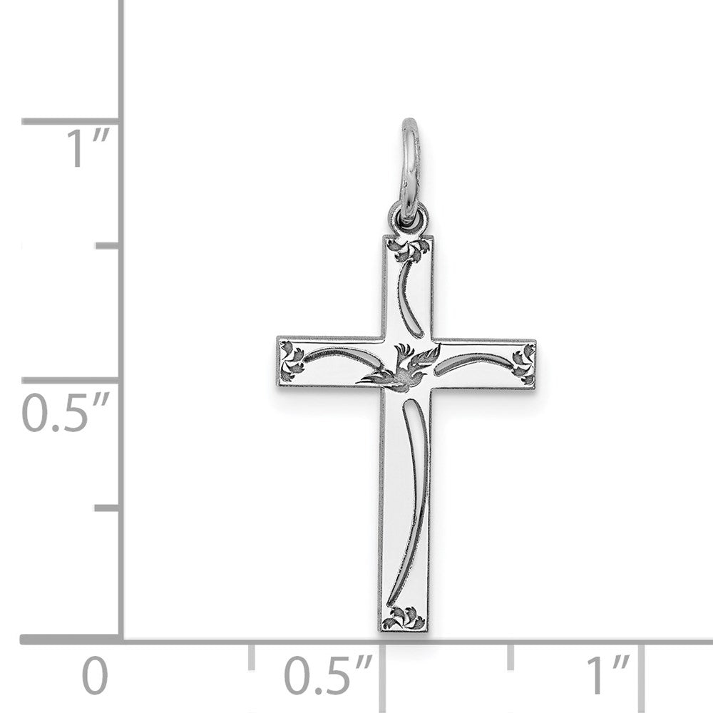 Sterlingsilber Rhodiniert Lasergraviert Kreuz Anhänger