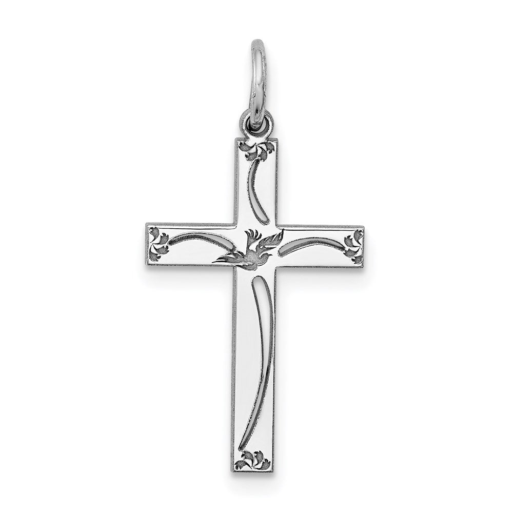 Sterlingsilber Rhodiniert Lasergraviert Kreuz Anhänger