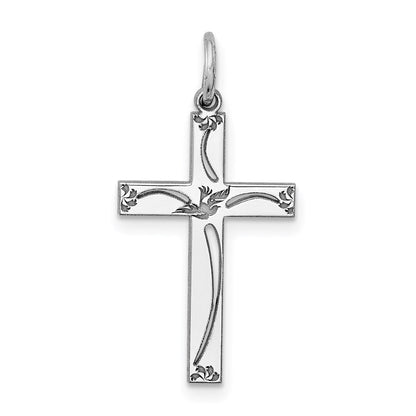 Sterlingsilber Rhodiniert Lasergraviert Kreuz Anhänger