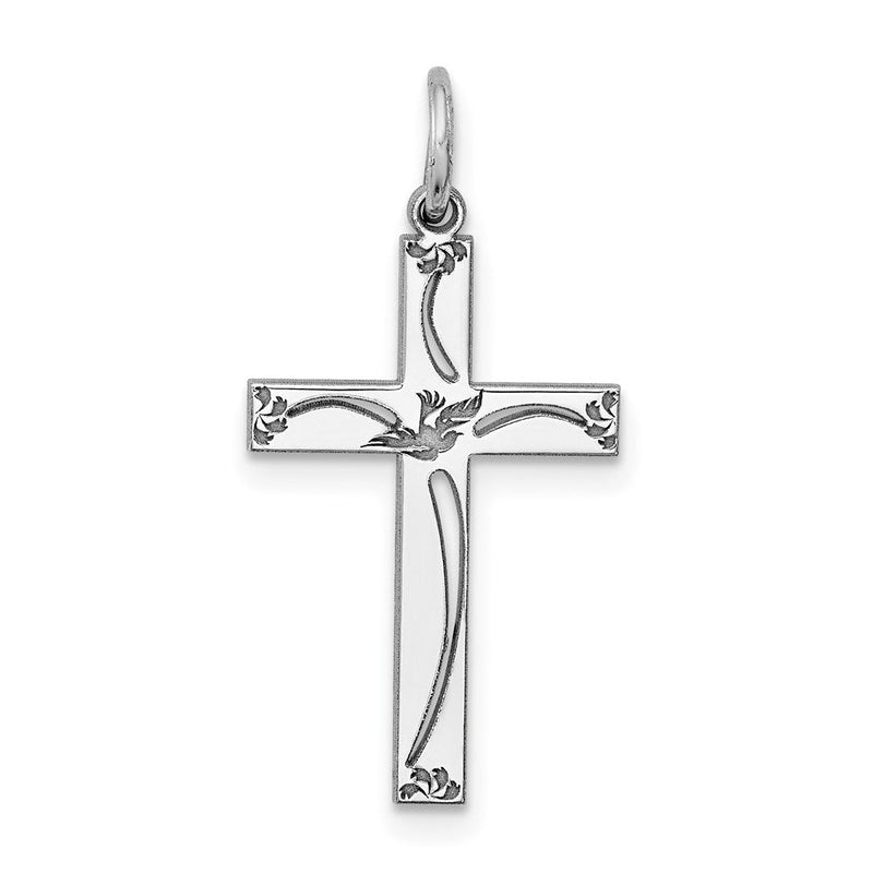 Sterlingsilber Rhodiniert Lasergraviert Kreuz Anhänger