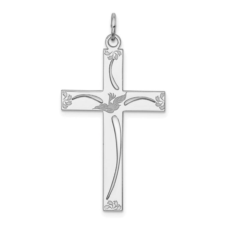 Sterlingsilber Rhodiniert Lasergraviert Kreuz Anhänger