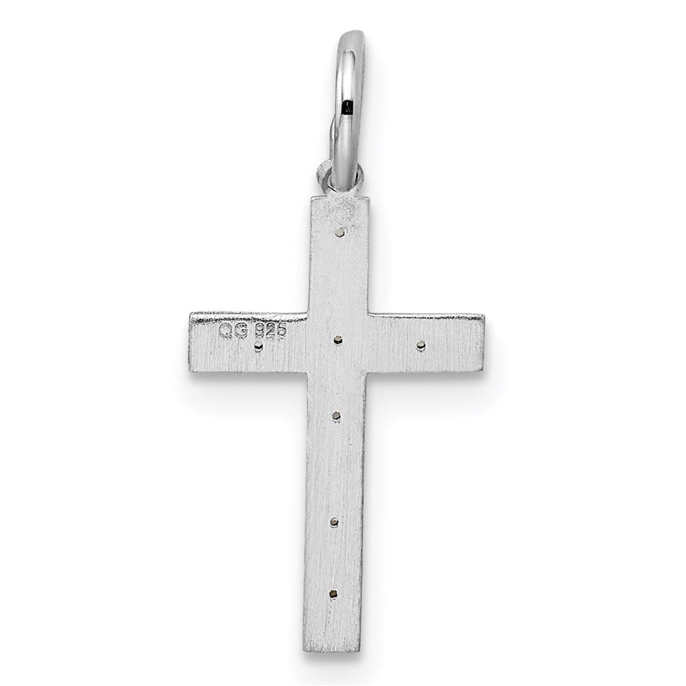 Sterlingsilber Rhodiniert Lasergraviert Kreuz Anhänger
