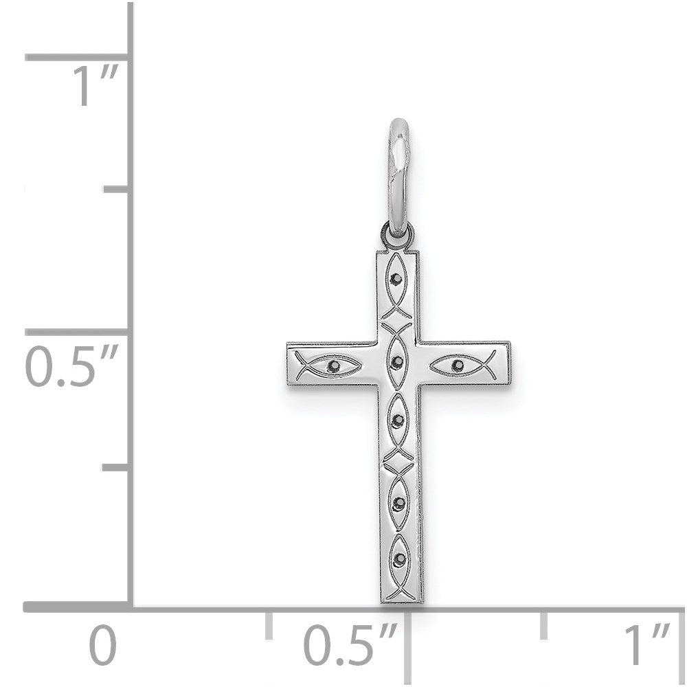 Sterlingsilber Rhodiniert Lasergraviert Kreuz Anhänger
