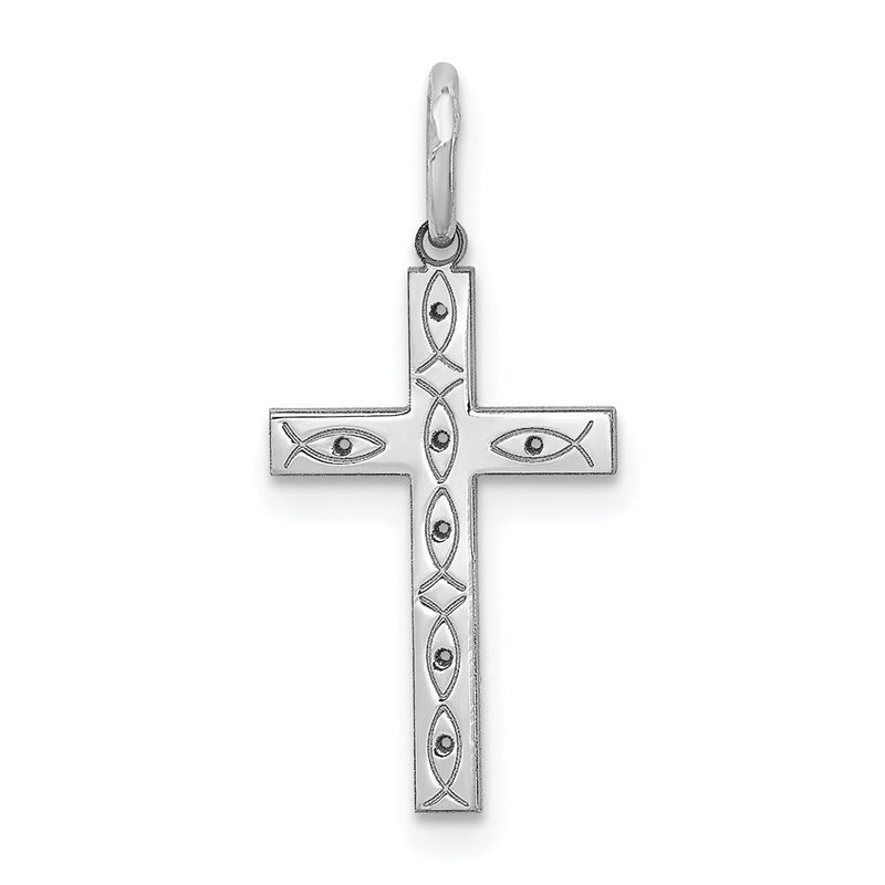 Sterlingsilber Rhodiniert Lasergraviert Kreuz Anhänger