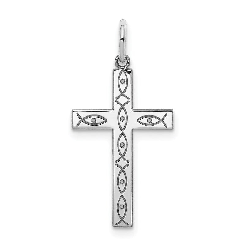 Sterlingsilber Rhodiniert Lasergraviert Kreuz Anhänger