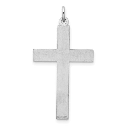 Sterlingsilber Rhodiniert Lasergraviert Kreuz Anhänger