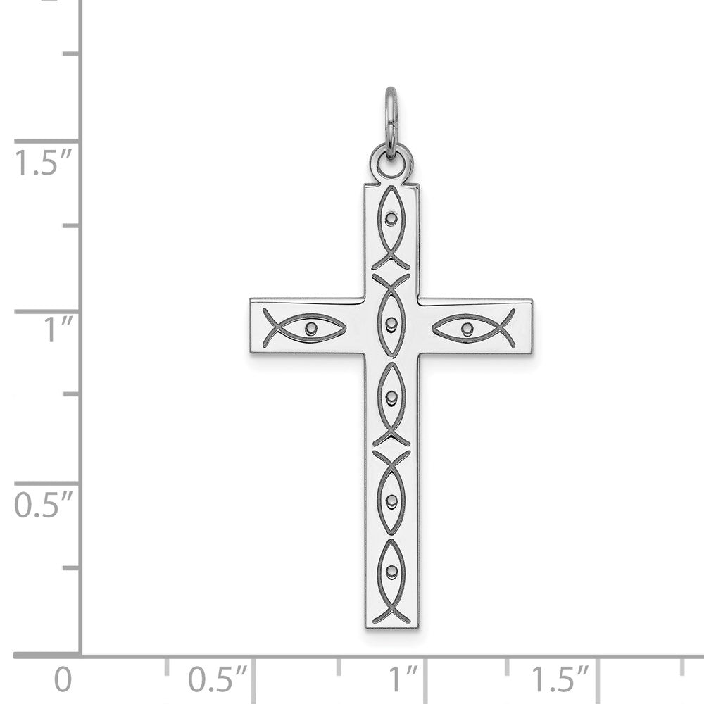 Sterlingsilber Rhodiniert Lasergraviert Kreuz Anhänger