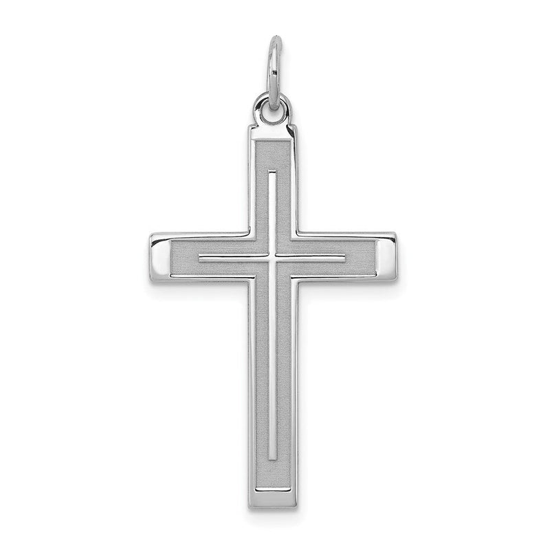 Sterlingsilber Rhodiniert Lasergraviert Kreuz Anhänger