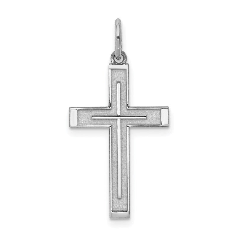 Sterlingsilber Rhodiniert Lasergraviert Kreuz Anhänger