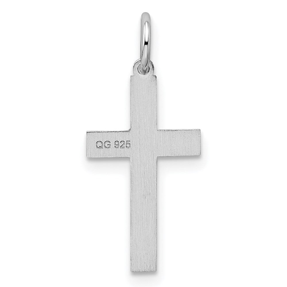 Sterlingsilber Rhodiniert Lasergraviert Kreuz Charm
