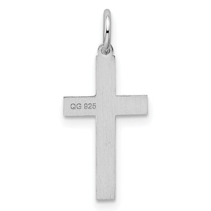 Sterlingsilber Rhodiniert Lasergraviert Kreuz Charm