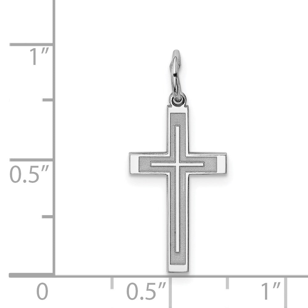 Sterlingsilber Rhodiniert Lasergraviert Kreuz Charm