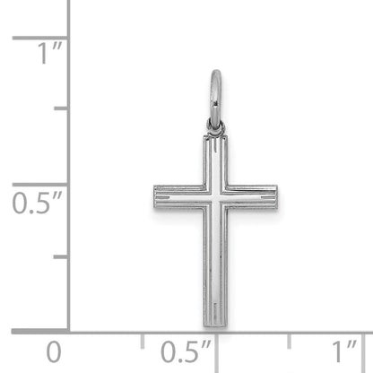 Sterlingsilber Rhodiniert Lasergraviert Kreuz Charm
