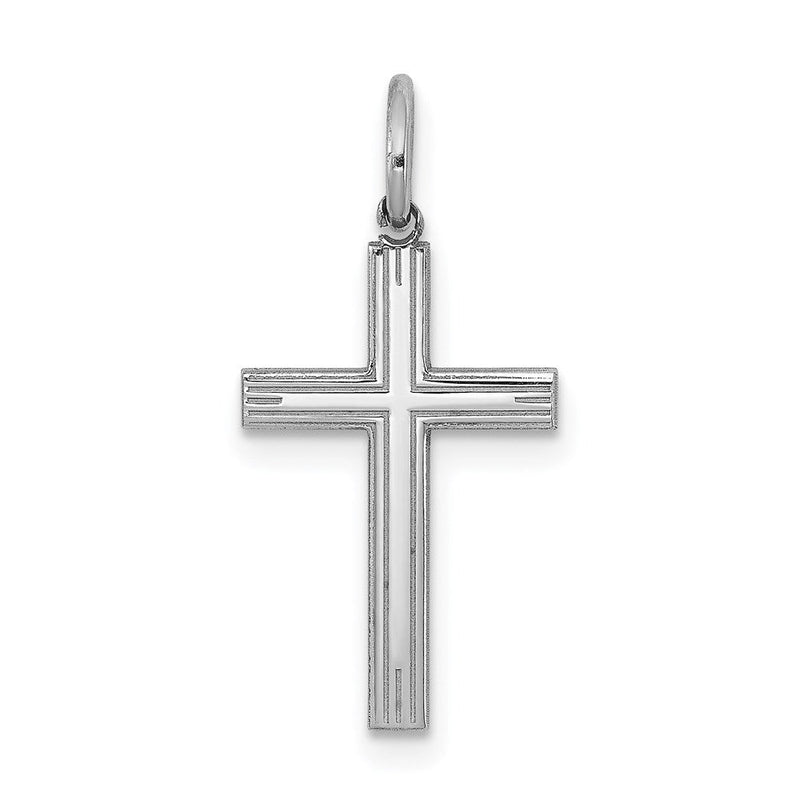 Sterlingsilber Rhodiniert Lasergraviert Kreuz Charm