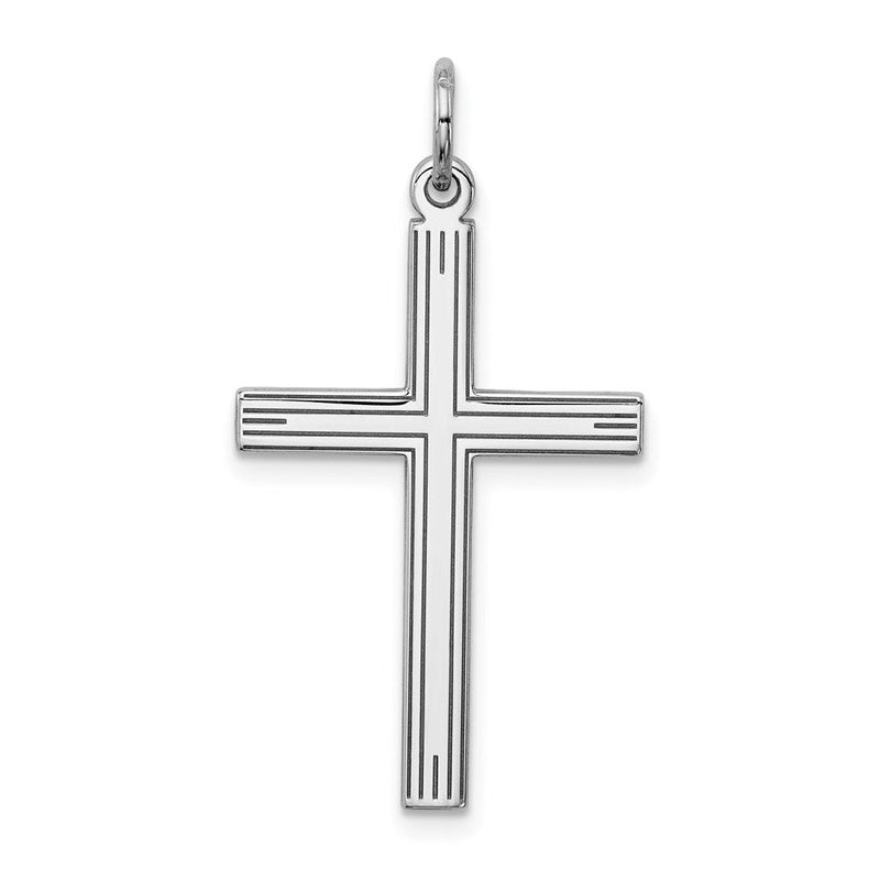 Sterlingsilber Rhodiniert Lasergraviert Kreuz Anhänger