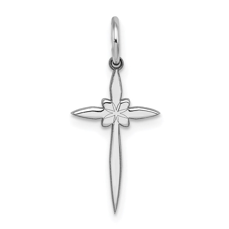 Sterlingsilber Rhodiniert Lasergraviert Kreuz Charm